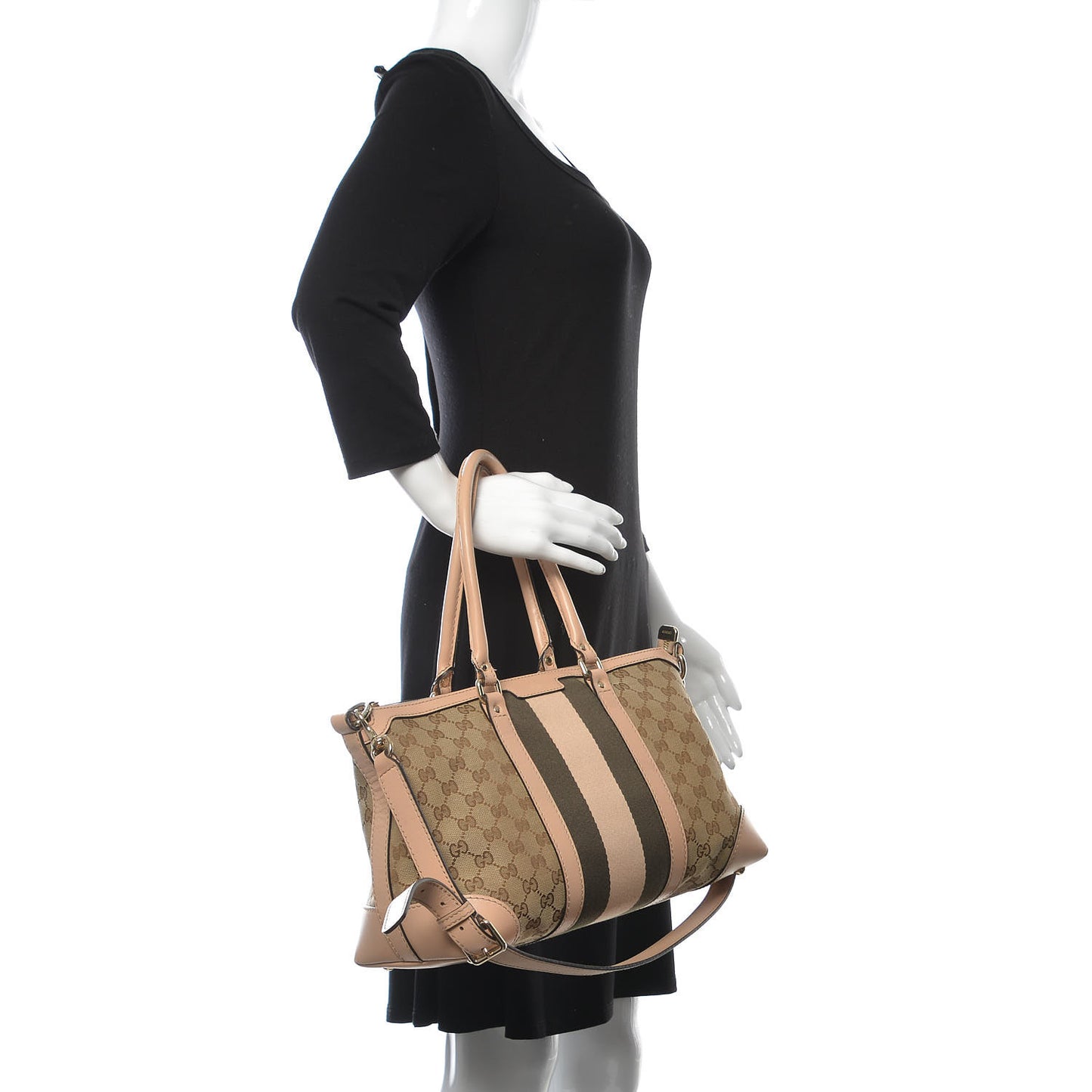 Monogram Vintage Web Medium Top Handle Bag Beige