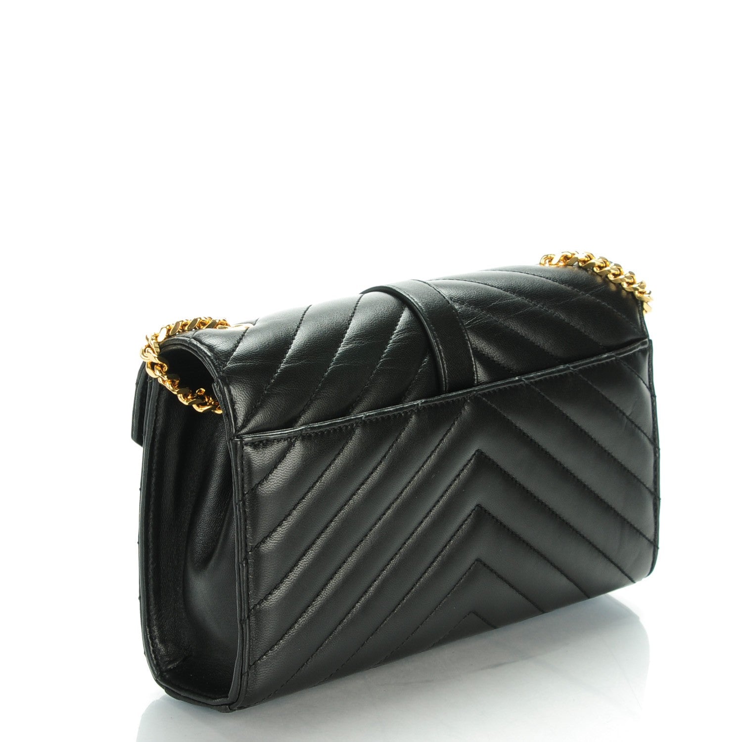 Saint Laurent Lambskin Matelasse Chevron Small Monogram Satchel Black 3 of 8
