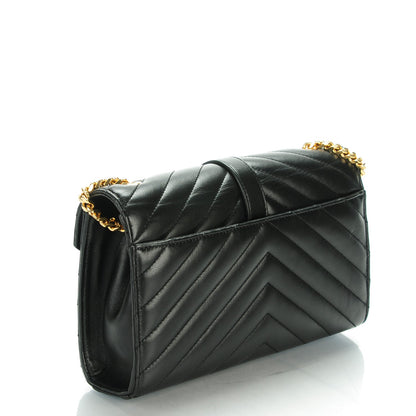 Saint Laurent Lambskin Matelasse Chevron Small Monogram Satchel Black 3 of 8