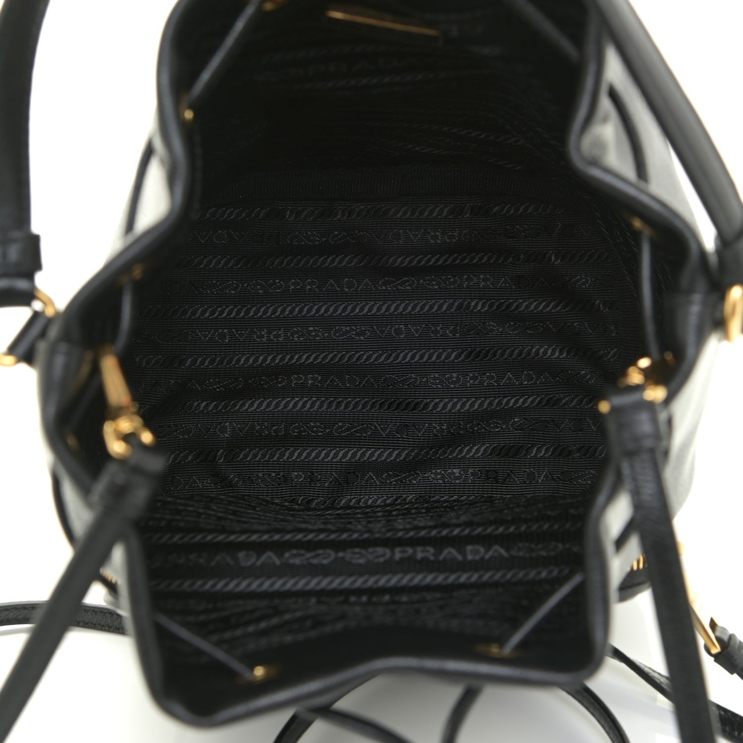 Prada Glace Calfskin Embossed Secchiello Bucket Bag Black 6 of 11