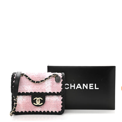 Chanel Tweed Braided Calfskin Mini My Own Frame Flap Pink Black 9 of 9