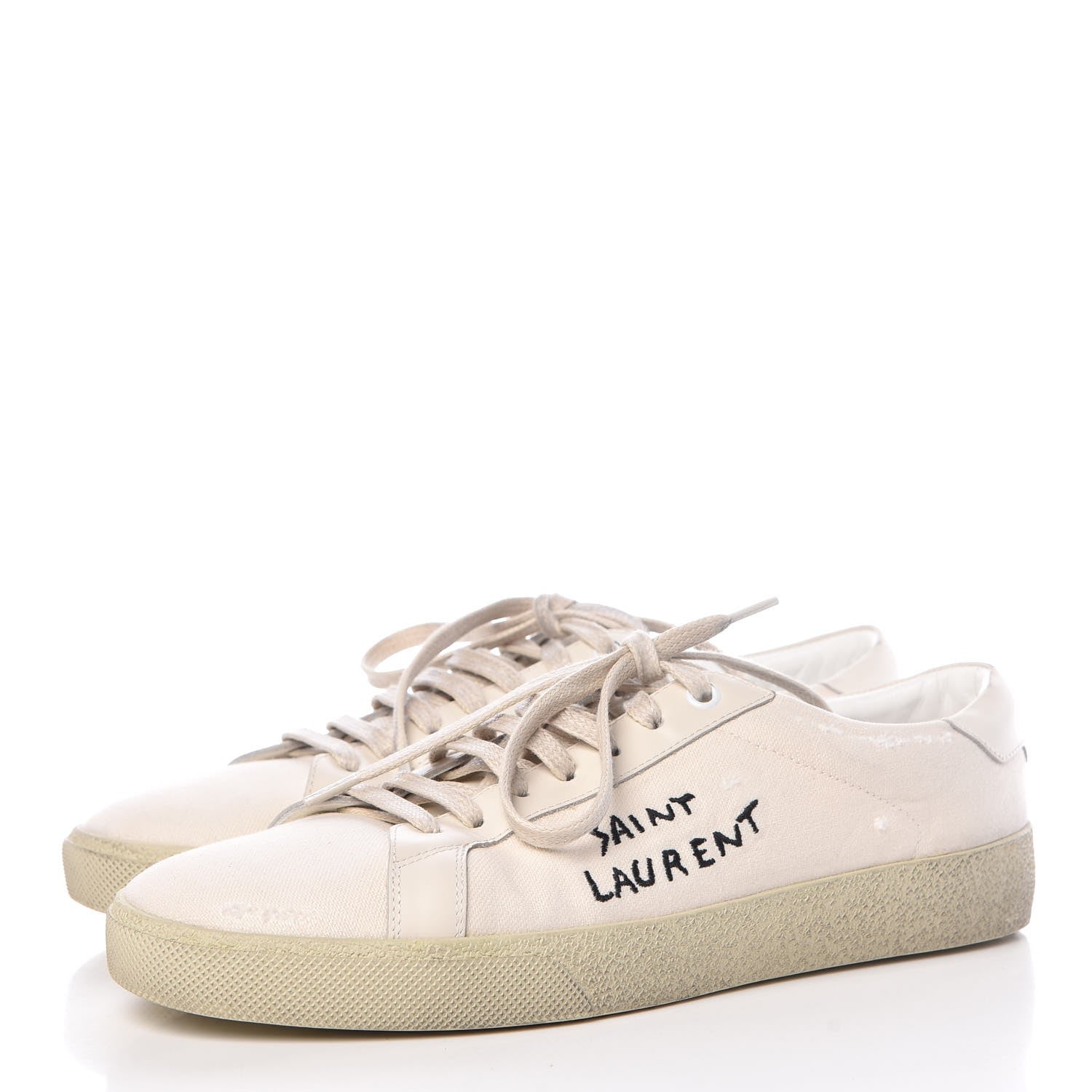 Saint Laurent Distressed Canvas Mens Elba Light Alpha Sigma Sneakers 40 Blanc Optique 3 of 9