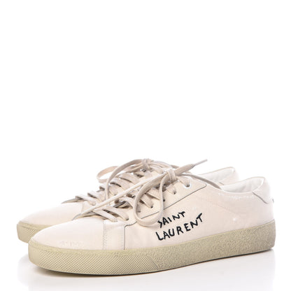Saint Laurent Distressed Canvas Mens Elba Light Alpha Sigma Sneakers 40 Blanc Optique 3 of 9