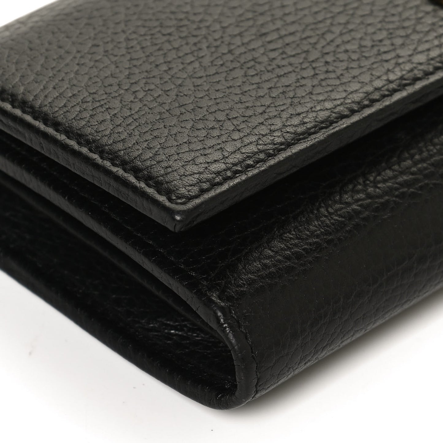 Calfskin Petite GG Marmont Wallet Chain Bag Black