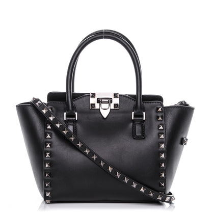 Valentino Garavani Vitello Mini Rockstud Double Handle Tote Black 1 of 6