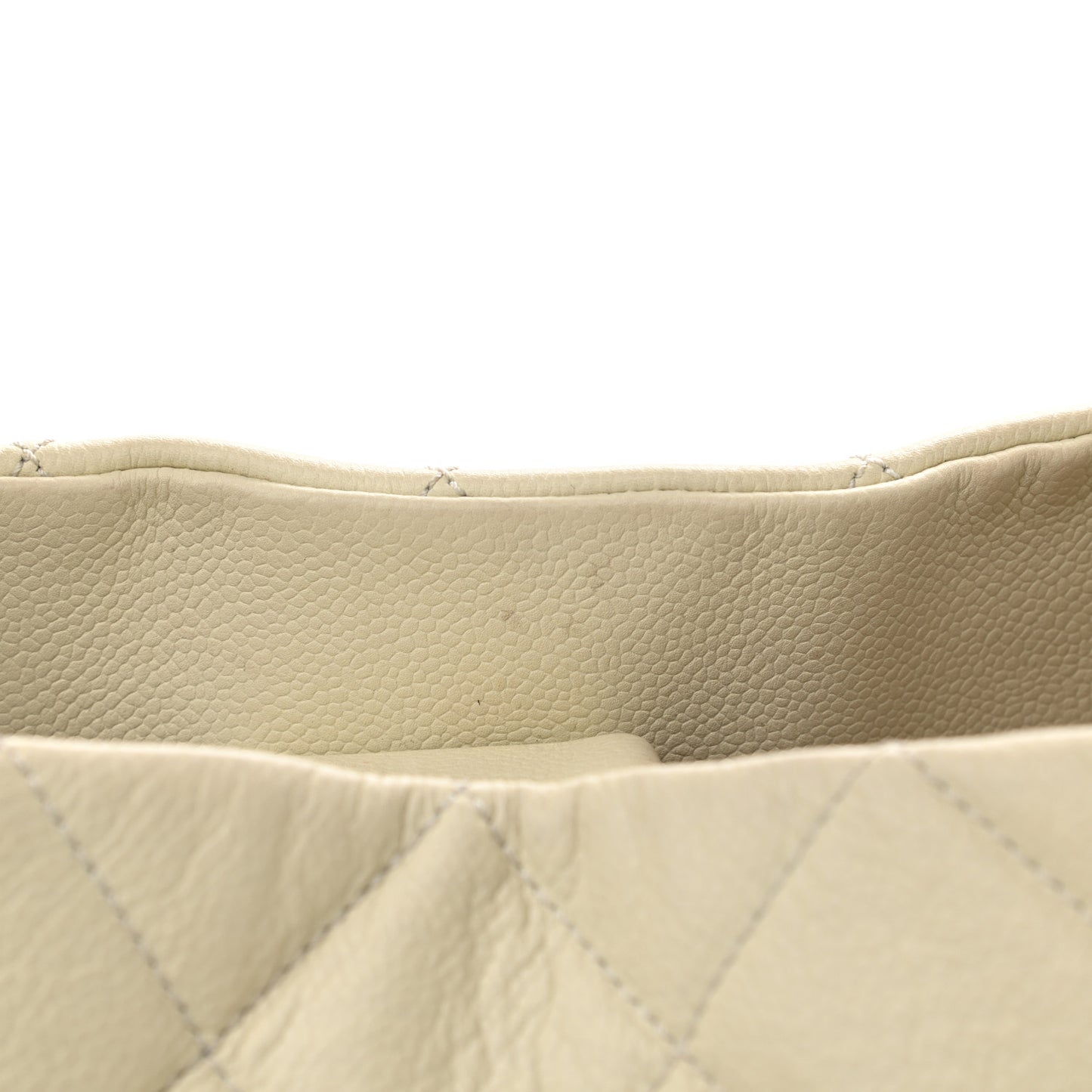 Caviar Quilted Expandable Zip Shoulder Bag White