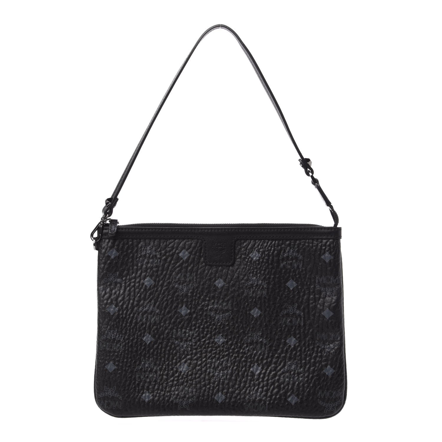 MCM Visetos Liz Shopper Tote Pouch Black 1 of 9