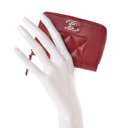 Chanel Sheepskin Quilted Mademoiselle Vintage Zip Coin Purse Red 2 of 10