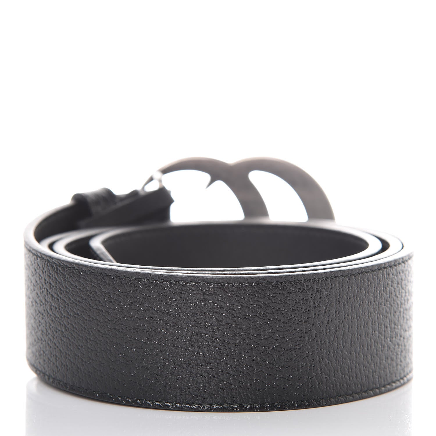 Gucci Textured Dollar Calfskin Nickel Double G 40mm Belt 95 38 Black 3 of 7