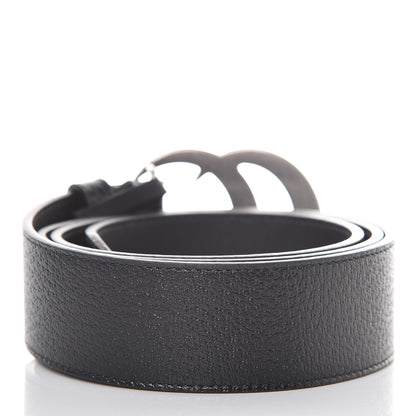 Gucci Textured Dollar Calfskin Nickel Double G 40mm Belt 95 38 Black 3 of 7