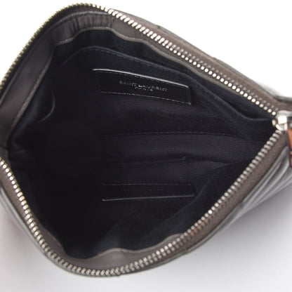 Saint Laurent Calfskin Matelasse Chevron Monogram Pouch Earth 5 of 8