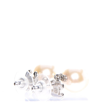 Chanel Crystal Pearl CC Drop Earrings 3 of 6