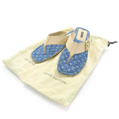 Louis Vuitton Vachetta Denim Monogram Thong Sandals 41 4 of 6