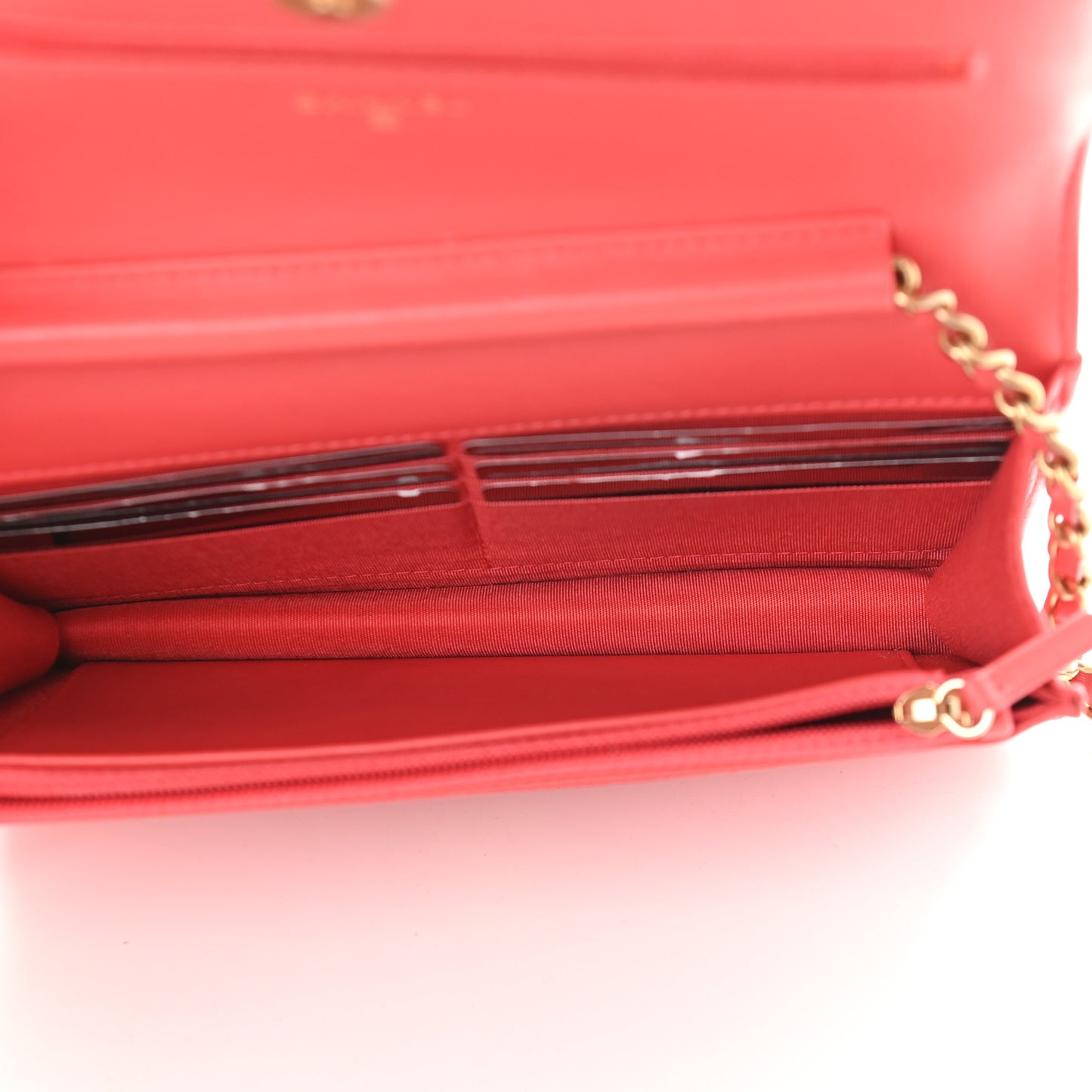 Caviar Quilted CC Filigree Wallet On Chain WOC Coral