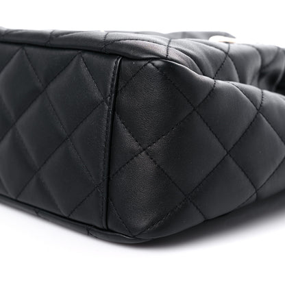 Chanel Grained Calfskin Quilted CC Chain Bucket Drawstring Bag Black 9 of 11