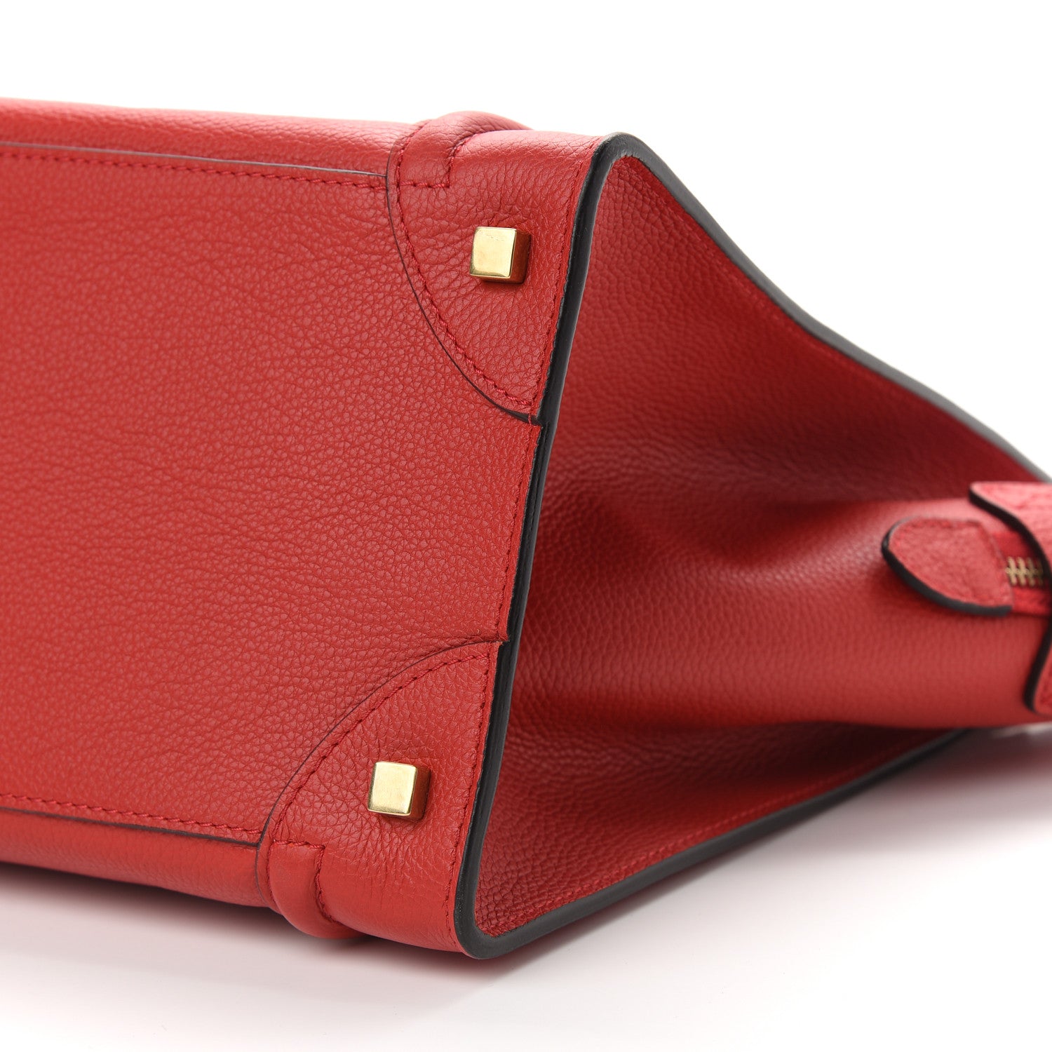 Celine Drummed Calfskin Mini Luggage Red 5 of 8