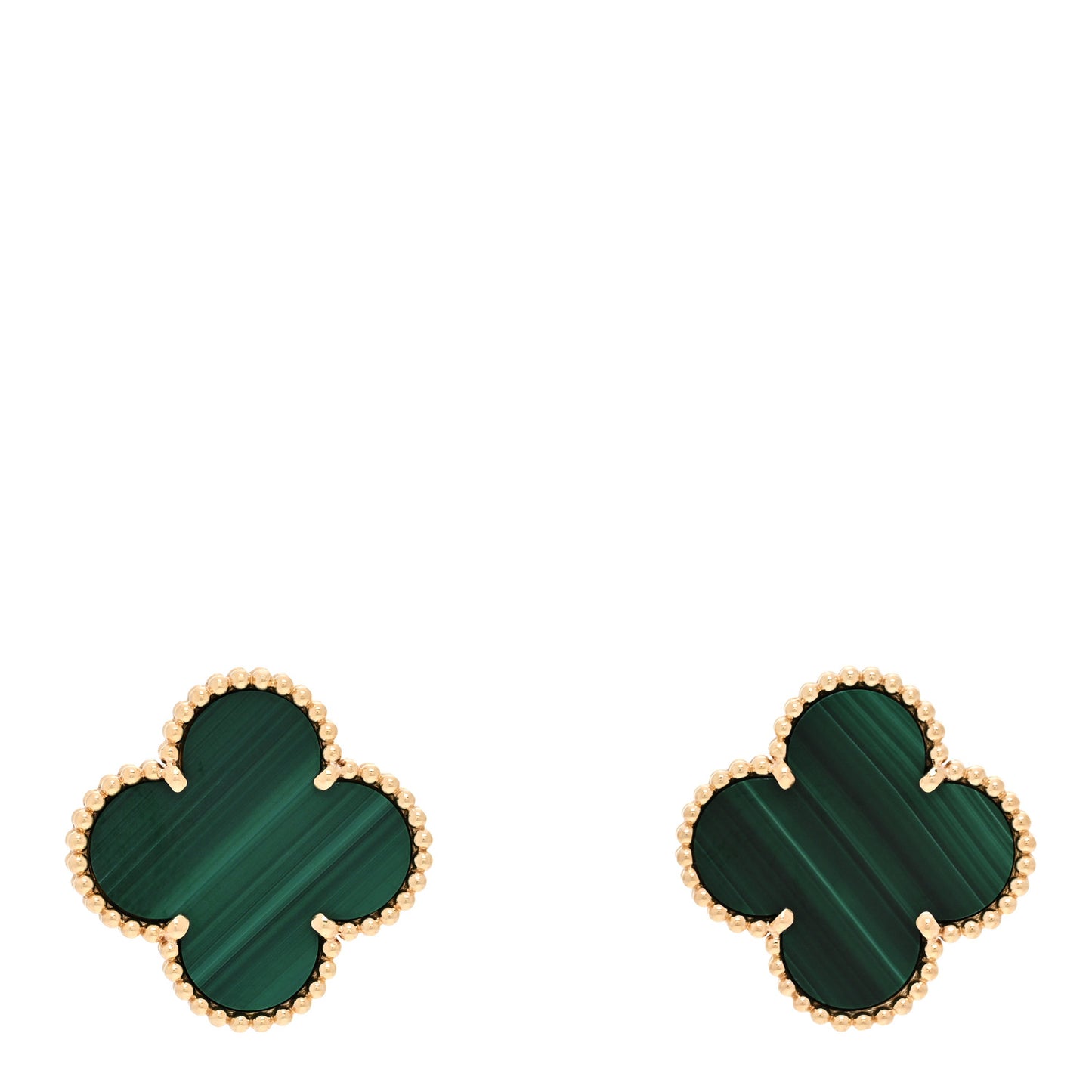 18K Yellow Gold Malachite Magic Alhambra Earrings