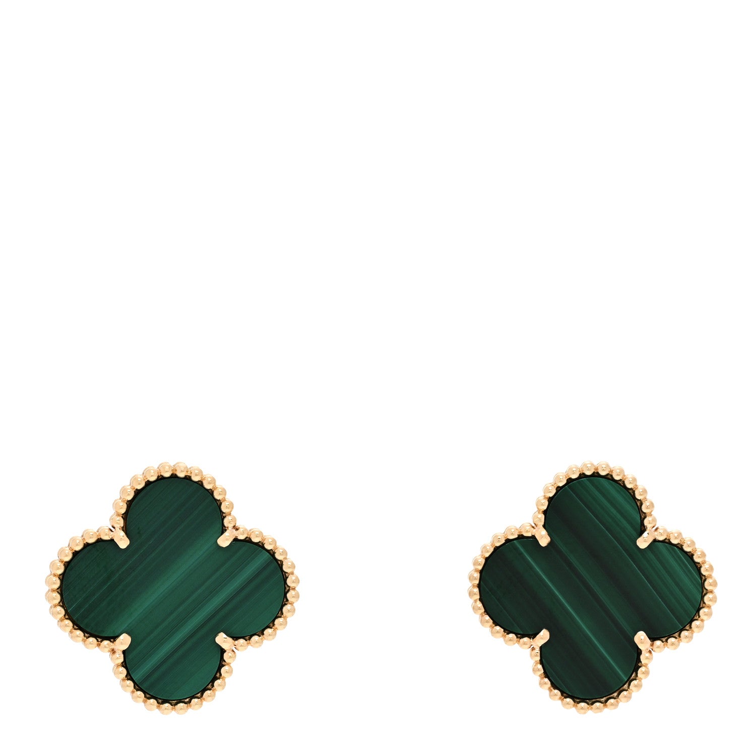 Van Cleef & Arpels 18K Yellow Gold Malachite Magic Alhambra Earrings 1 of 5