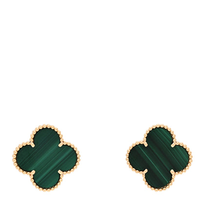 Van Cleef & Arpels 18K Yellow Gold Malachite Magic Alhambra Earrings 1 of 5