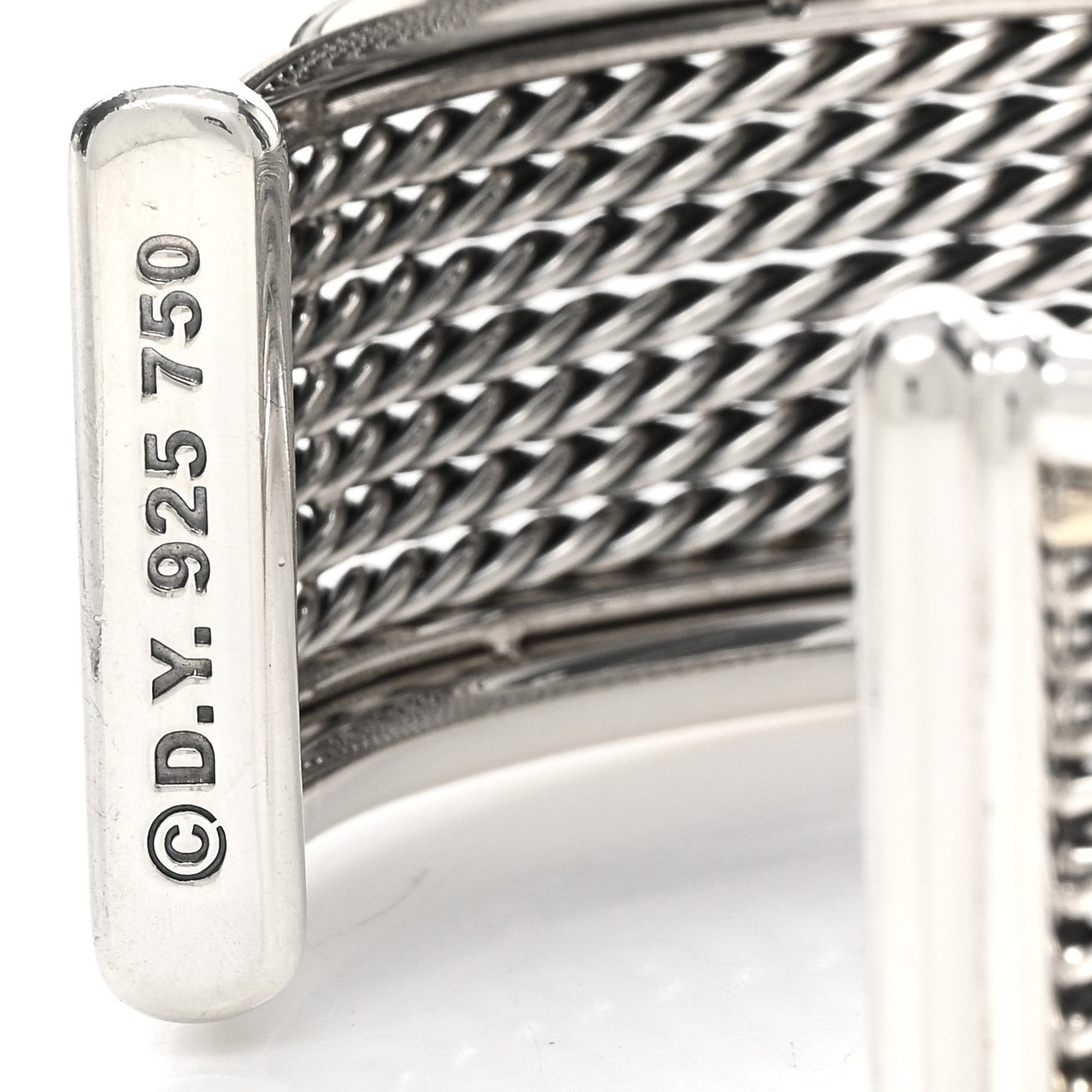Sterling Silver 18K Yellow Gold Origami Cable Cuff Bracelet
