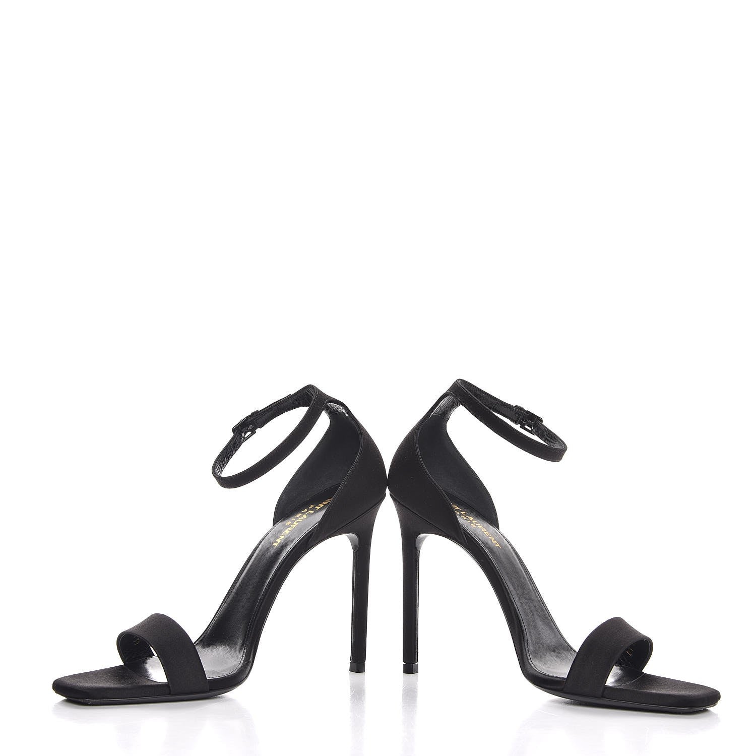 Saint Laurent Satin Jane 80 Ankle Strap Sandals 39 Black 6 of 11