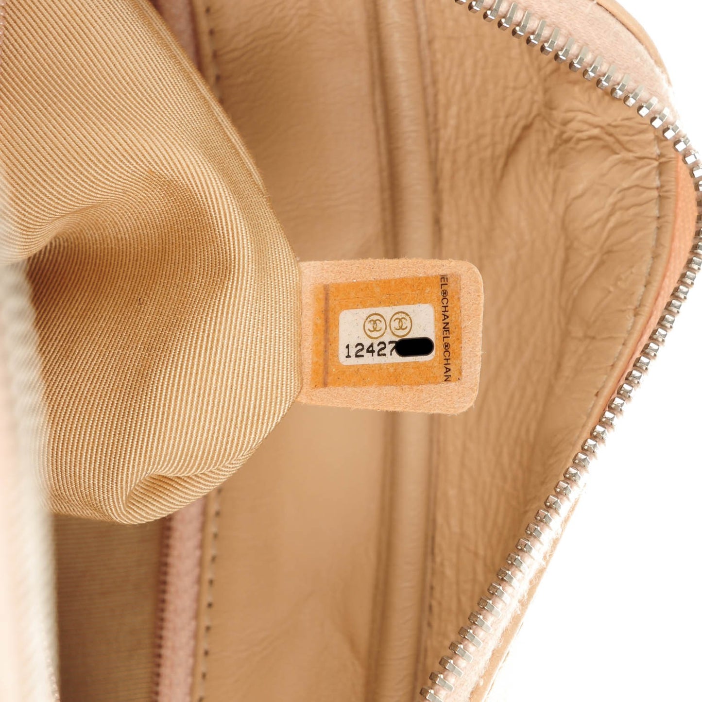 Lambskin Quilted Large Camera Case Beige Clair