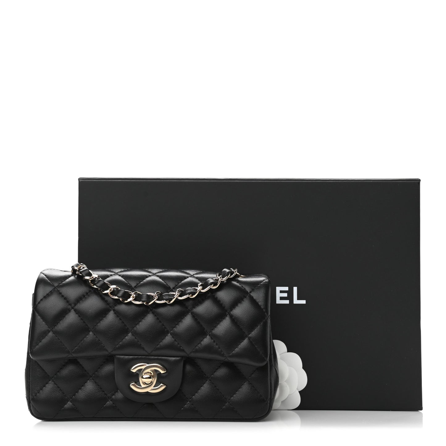 Lambskin Quilted Mini Rectangular Flap Black
