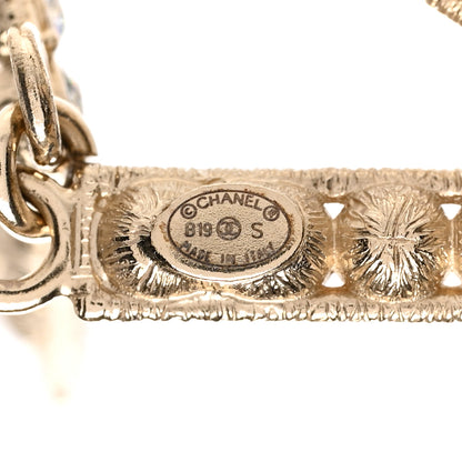 Chanel Crystal Cha-Nel Logo Drop Earrings Gold 4 of 4