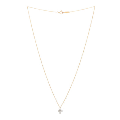 Tiffany 18K Yellow Gold Platinum Diamond Cruciform Cross Pendant Necklace 2 of 4