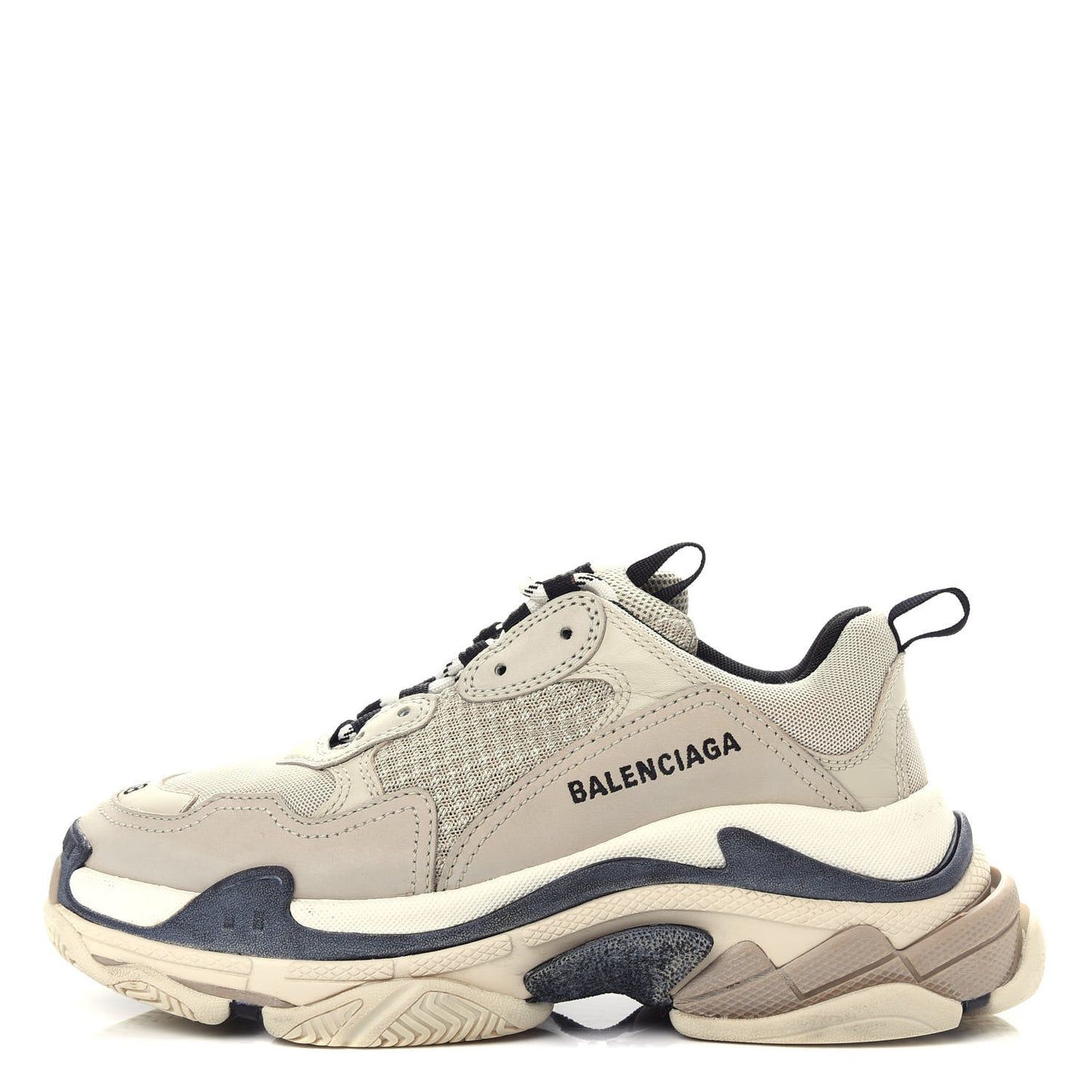 Fabric Mesh Womens Triple S Sneakers 38 Beige Black