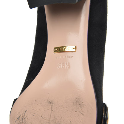 Gucci Kid Scamosciato GG Marmont Fringe 50mm Loafer Pumps 36.5 Black 7 of 20