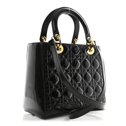 Christian Dior Patent Cannage Medium Lady Dior Black 3 of 14