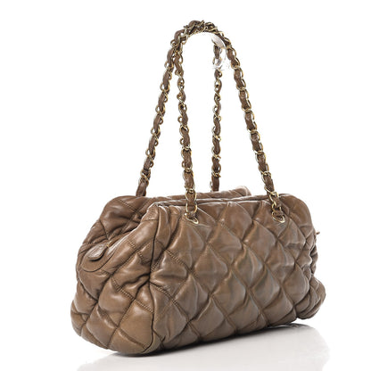 Chanel Lambskin Bubble Quilt Bowler Dark Beige 3 of 8