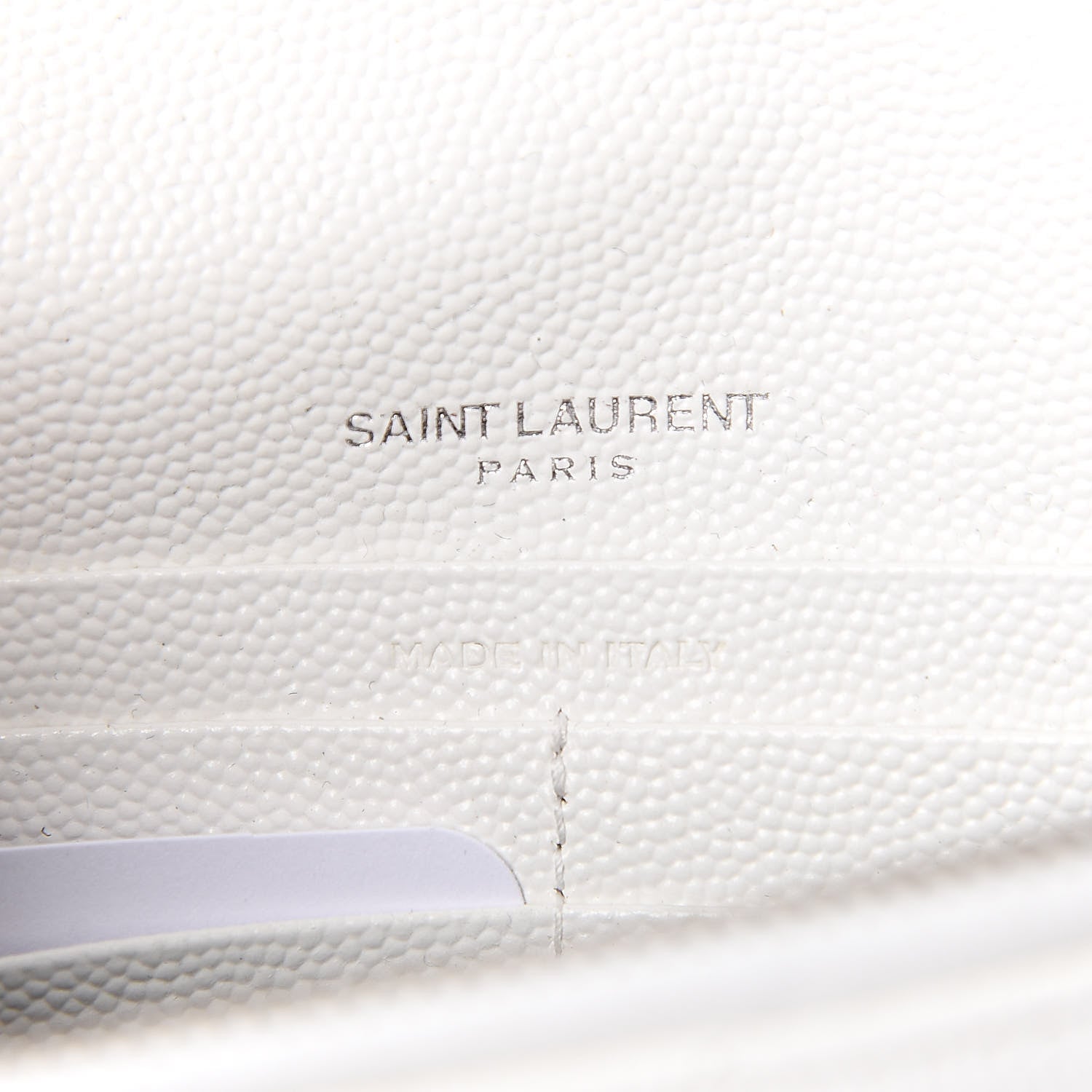 Saint Laurent Grain De Poudre Matelasse Chevron Monogram Envelope Chain Wallet Optical White 6 of 11