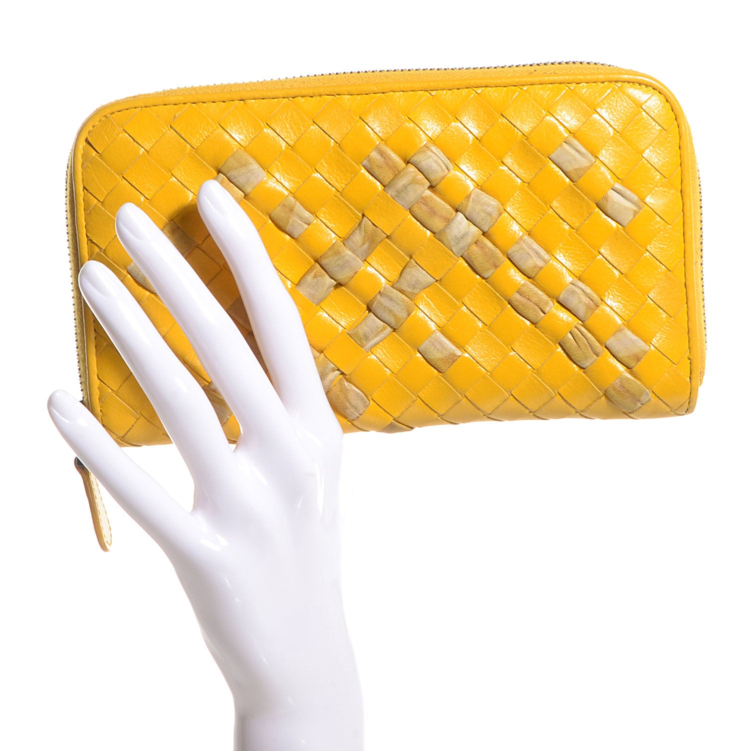 Bottega Veneta Vitellino Lisse Intrecciato Zip Around Wallet Yolk Paille 2 of 8