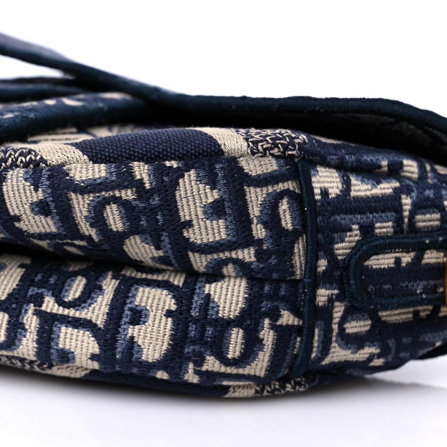 Christian Dior Oblique Embroidered Saddle Bag Blue 9 of 10