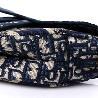 Christian Dior Oblique Embroidered Saddle Bag Blue 9 of 10