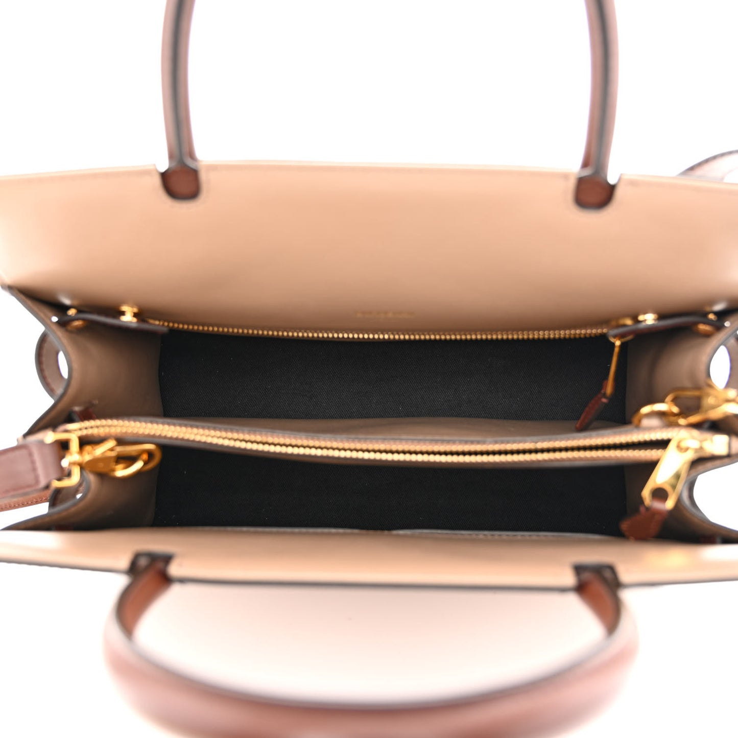 Calfskin Small Two Handle Title Bag Tan Brown