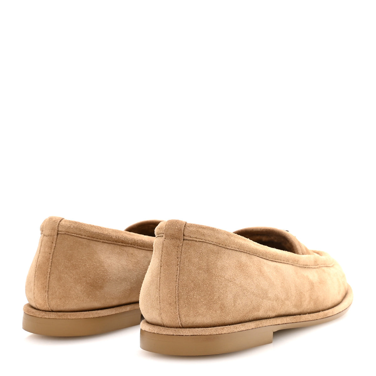 Suede Calfskin CC Loafers 37 Dark Beige