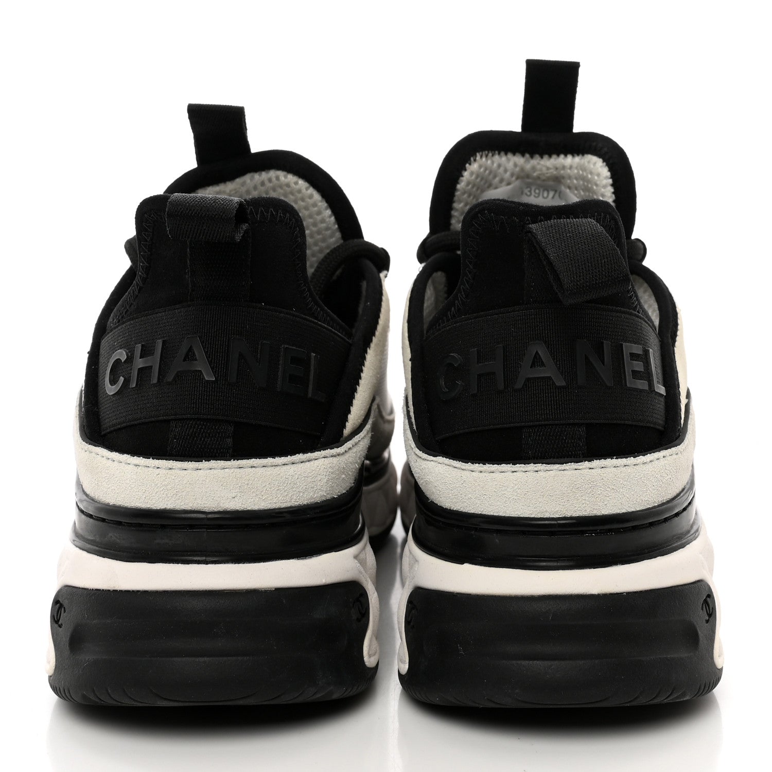 Chanel Fabric Suede Calfskin CC Sneakers 37 White Light Grey 5 of 14
