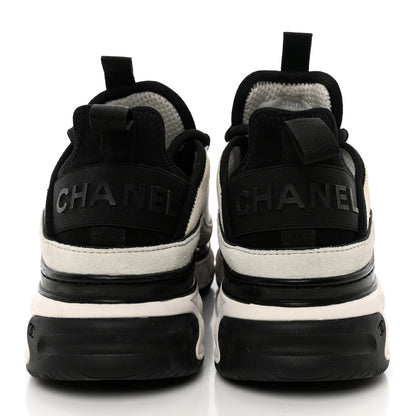 Chanel Fabric Suede Calfskin CC Sneakers 37 White Light Grey 5 of 14