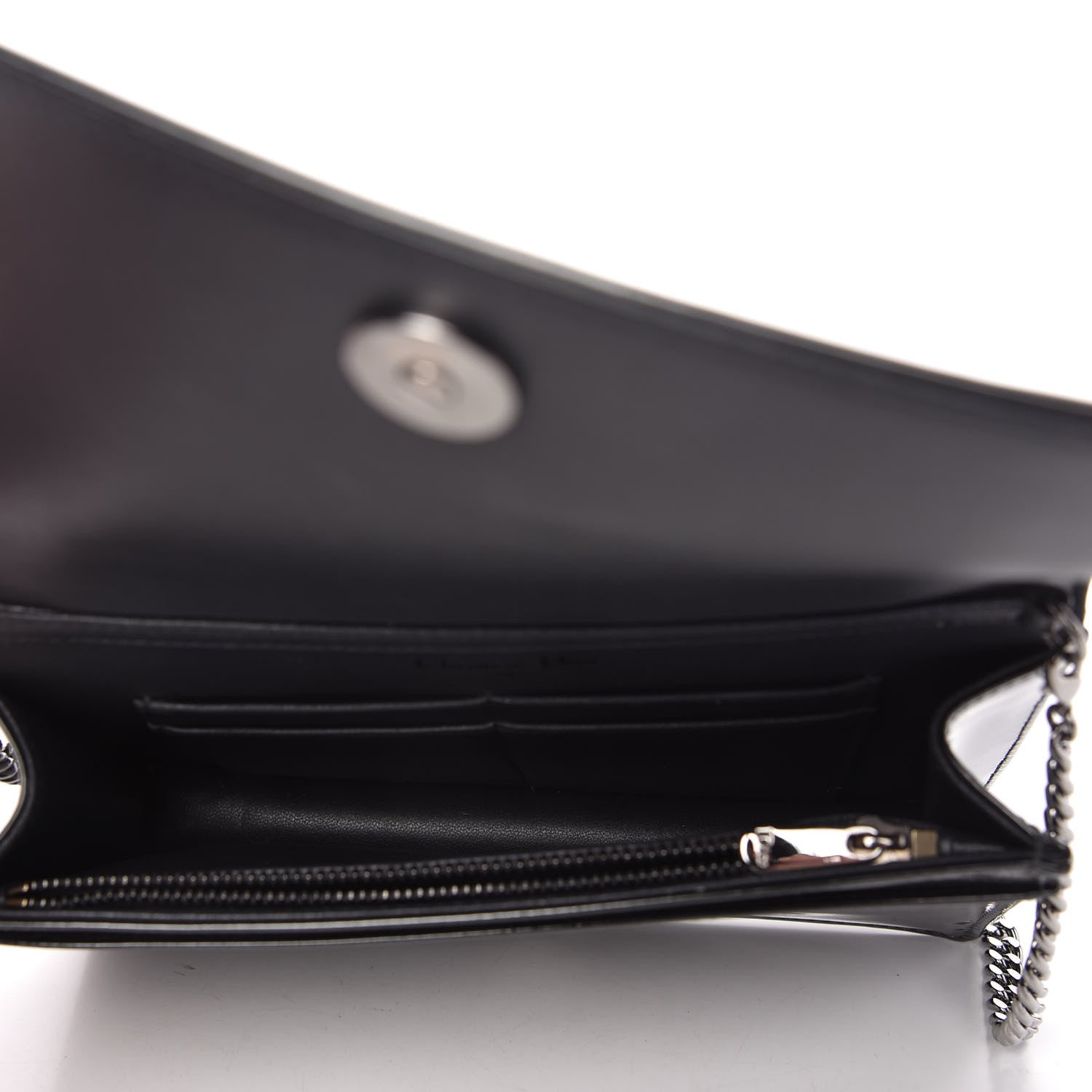 Christian Dior Metallic Patent Micro-Cannage Diorama Wallet on Chain Pouch Onyx Black 5 of 9