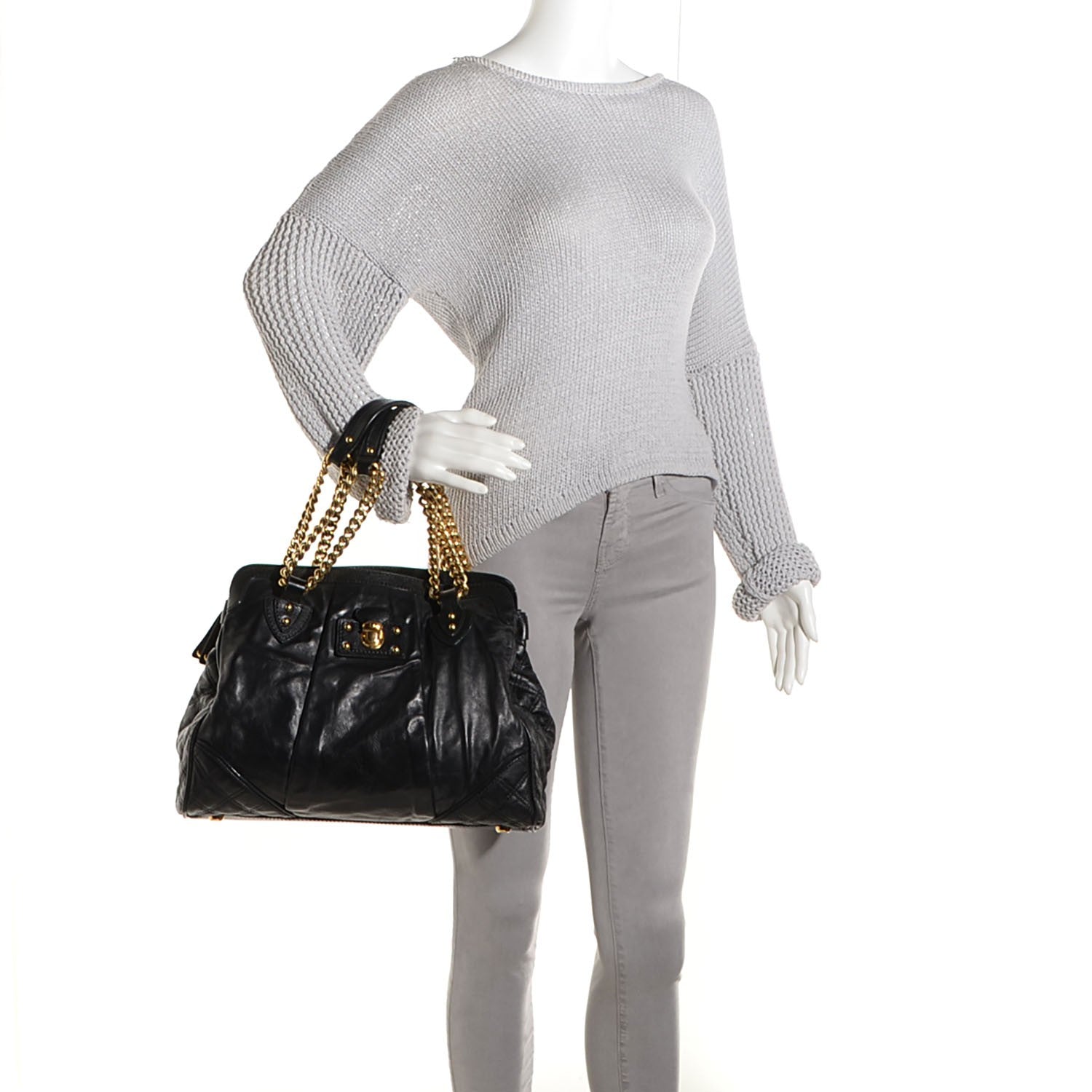 Marc Jacobs Leather Mix Quilted East West Virna Black 2 of 8