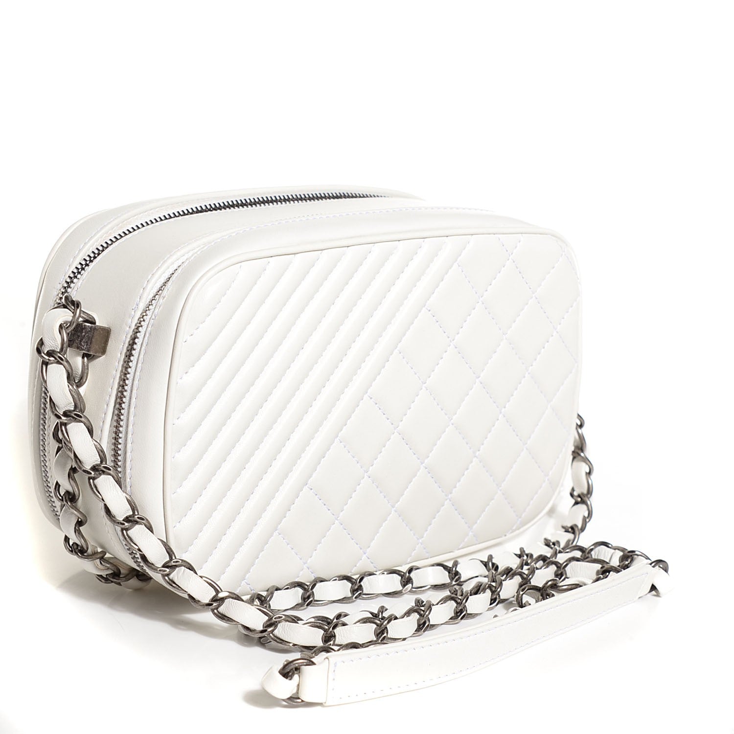 Chanel Lambskin Quilted Small Coco Boy Camera Case White 3 of 9
