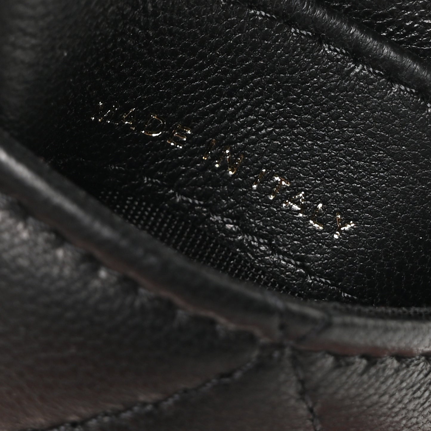 Lambskin Quilted Glitter Card Holder On Chain Black