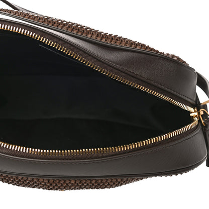 Saint Laurent Raffia Canvas Monogram Lou Camera Bag Dark Chocolate 7 of 9