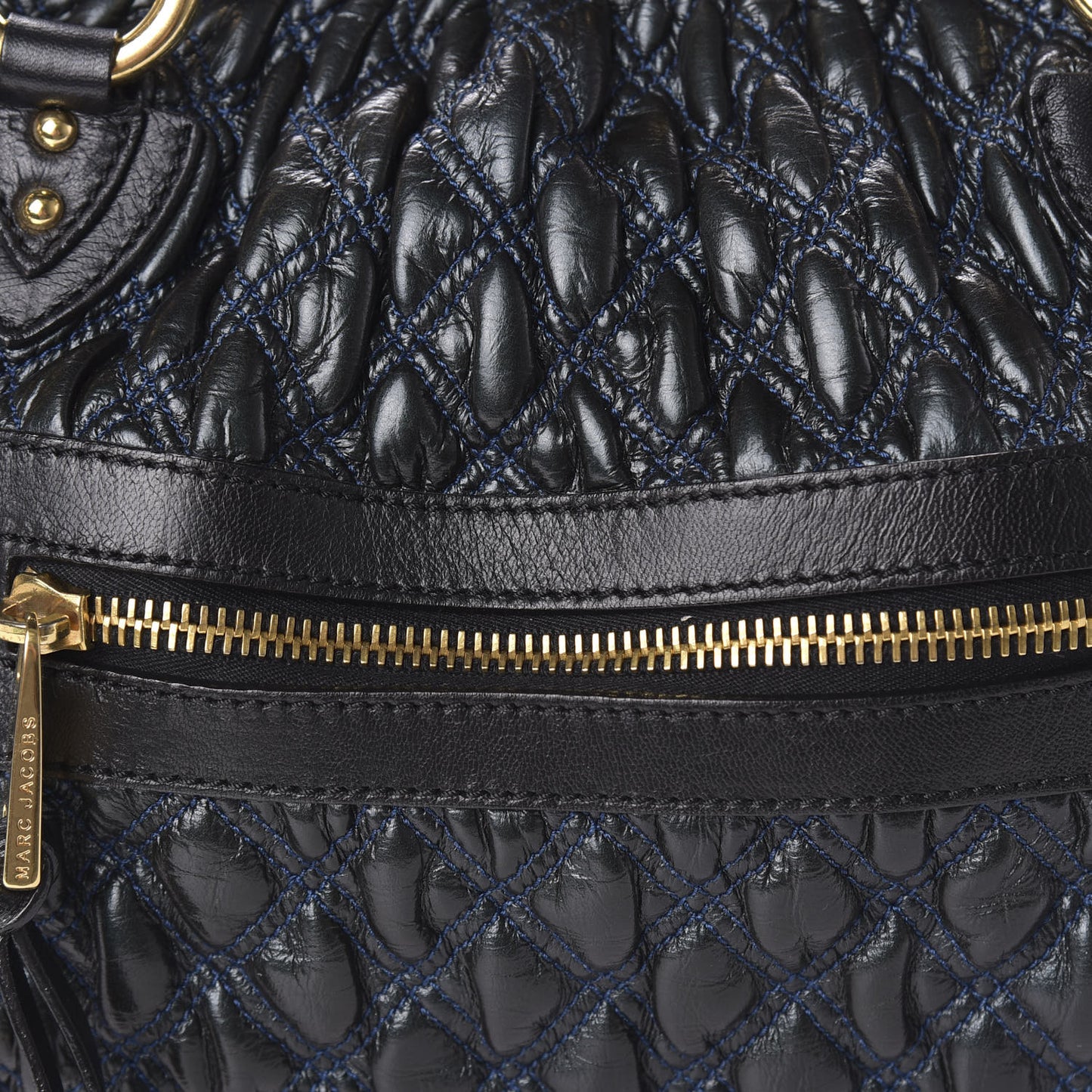 Calfskin Quilted Stam Navy