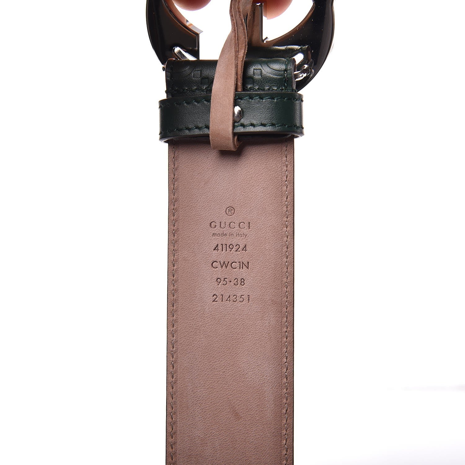 Gucci Guccissima Signature Interlocking G 40mm Belt 95 38 Verde 4 of 6