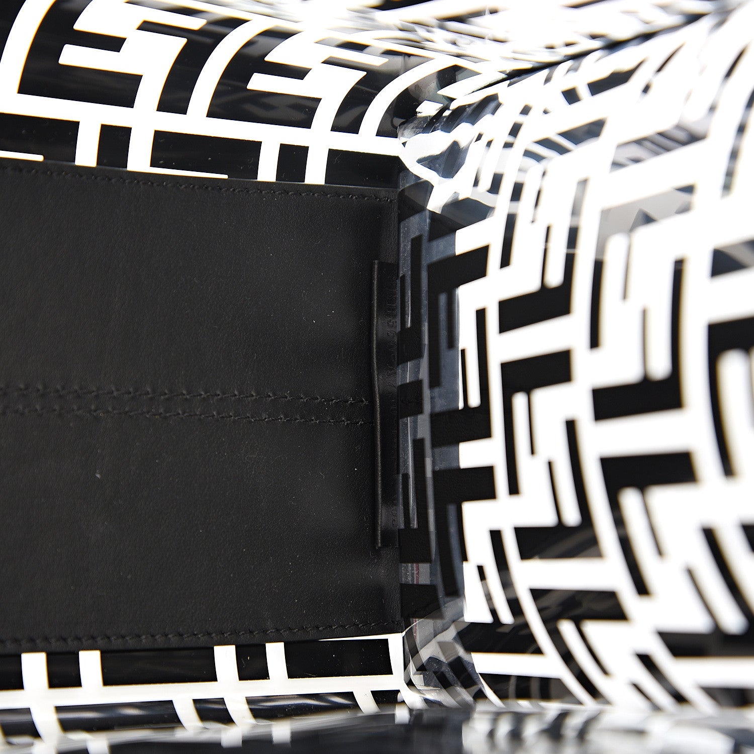 Fendi TPU FF Vitello Century Plexiglass Medium Runaway Shopper Tote Black 6 of 10
