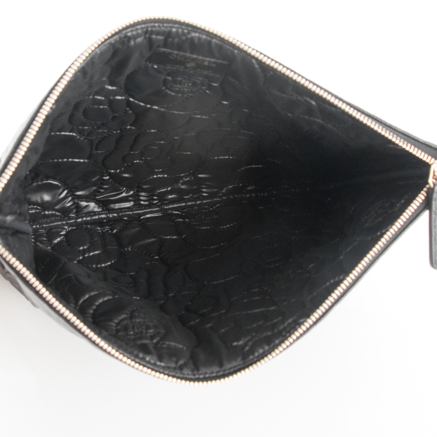 Chanel Caviar Camellia Embossed Medium Cosmetic Case Black 5 of 7